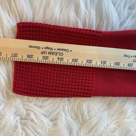 Calvin Klein Sweater Women's XL Cowl Neck Red Soft Acrylic Waffle Knit Chunky - Picture 8 of 8